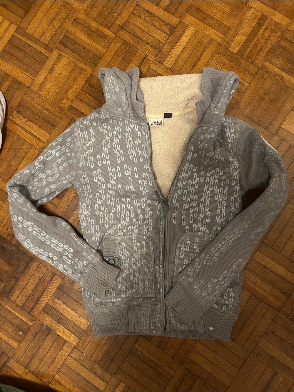 Volcom Silver Zip Up with Teddy fleece lining